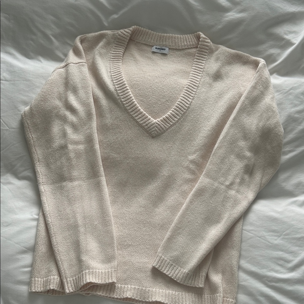 Rumored Soft Cream V-Neck Sweater